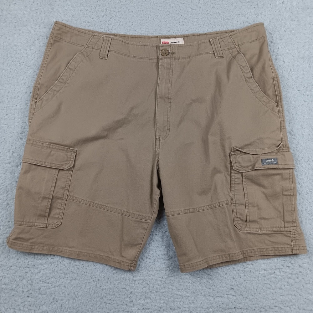 Wrangler Cargo Short Relaxed Fit Mens 42 Khaki Tan Cotton Twill Pockets
